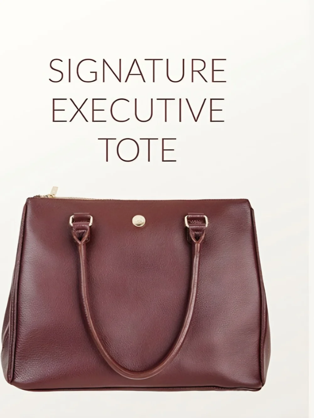 Levenger Burgundy Leather Tote with Gold Hardware